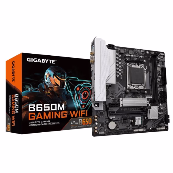 Gigabyte B650M GAMING WIFI AM5 Ryzen 9000 DDR5 B650 M-ATX, DDR5, PCIe 4.0 M.2, PCIe 4.0 USB 3.2 Gen 1 Type-C