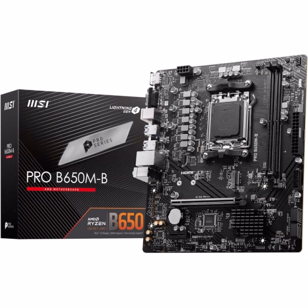 MSI PRO B650M-B AMD AM5 mATX Ryzen 9000 DDR5 PCIe 4.0 M.2 Gen4 2.5G LAN