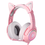 Onikuma k9 Pink Audífonos RGB 3.5" Orejas de Gato extraíbles Micrófono