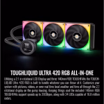 Thermaltake TOUGHLIQUID Ultra 420 RGB CPU Liquid Cooler, AMD(AM5/AM4) Intel LGA 1700/1200 LCD Display CL-W370-PL14SW-A